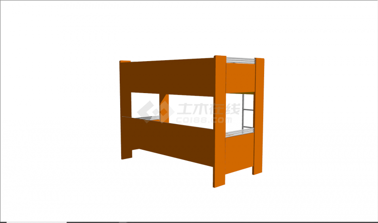 现代木制上下床儿童床su模型-图二