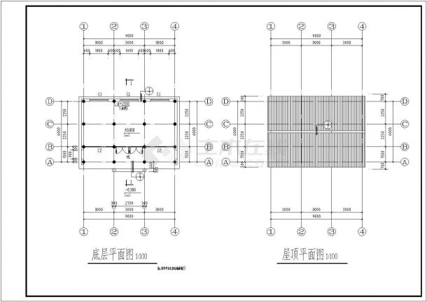 浙东运河柯桥段环境整治工程一层仿古风格附属用房设计cad全套建筑施工图（含设计说明，含多套设计）-图二