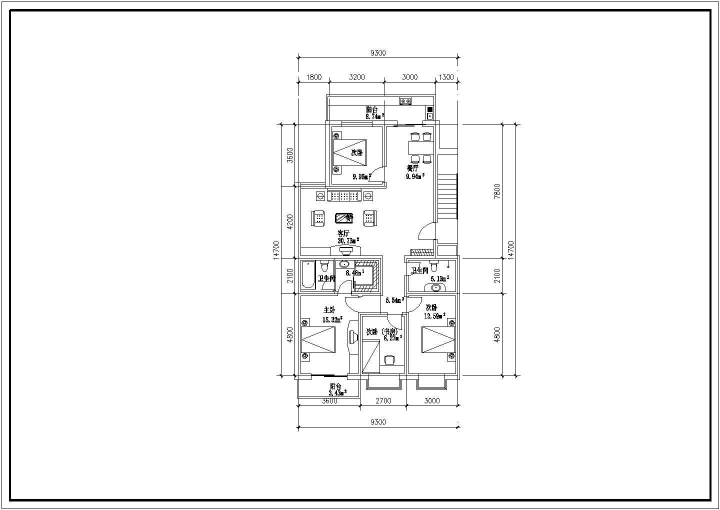 户型设计_多套户型住宅施工CAD图