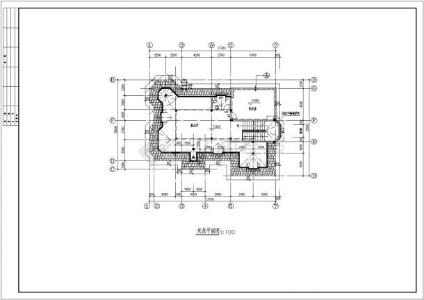 某二层带夹层框架结构简欧别墅设计cad全套建筑施工图（含结构设计，含效果图）-图一