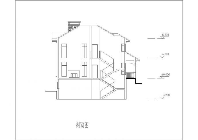 某二层带地下层框架结构坡地独栋别墅设计cad建筑方案图（含效果图）_图1