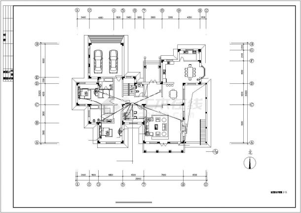 580平米2层私人别墅电气设计CAD施工图-图二