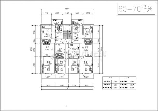 户型设计_多层住宅20种户型CAD图-图二