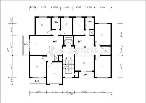 户型设计_多层住宅户型平面CAD图-图二