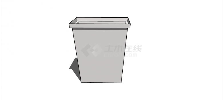 浅灰色敞口式垃圾桶生活用品su模型-图一