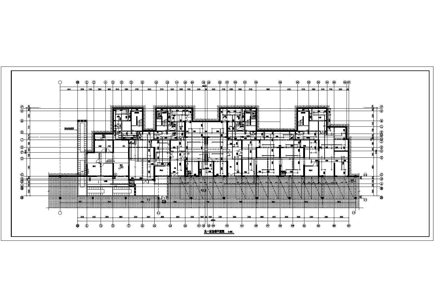 深圳市某居住区34层剪力墙结构住宅楼给排水设计CAD图纸（含机房层）