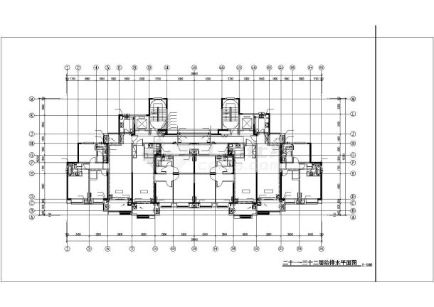 长沙市城楠街道某32层框架结构公寓住宅楼给排水设计CAD图纸-图一