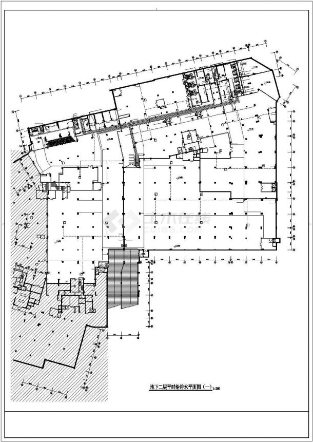 武汉市某大型购物商城地下双层车库战时和平时给排水设计CAD图纸-图一