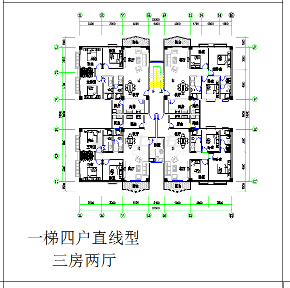 某地有電梯無電梯的多層點式塔式小高層戶型平面圖1梯多戶型圖紙