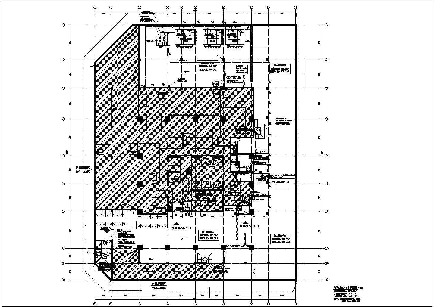 南京市某购物中心1970平米三层人防地下室全套给排水设计CAD图纸