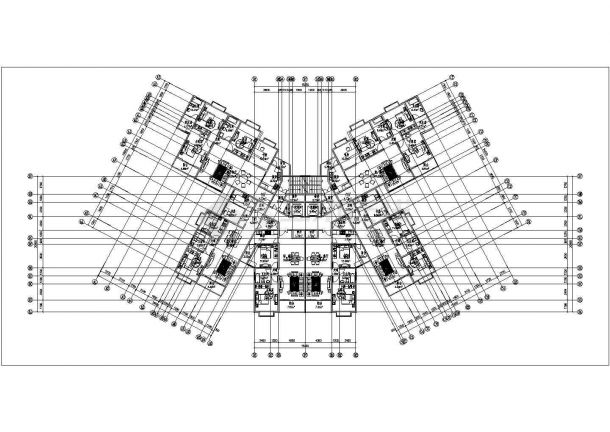 户型设计_高层塔式户型建筑CAD图-图二