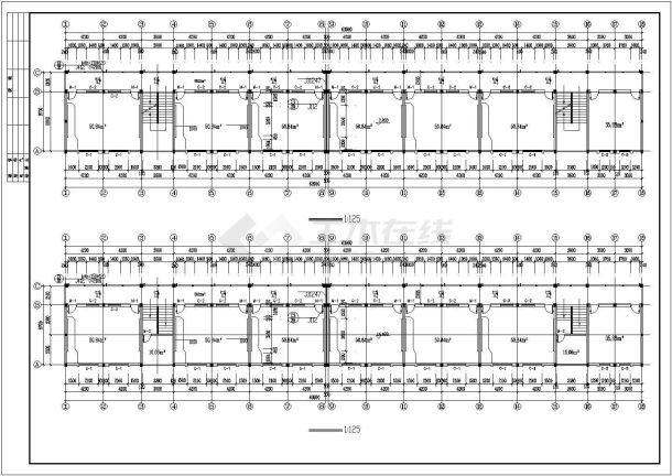 某地四层框架结构教学楼建筑施工cad图，共十二张-图二