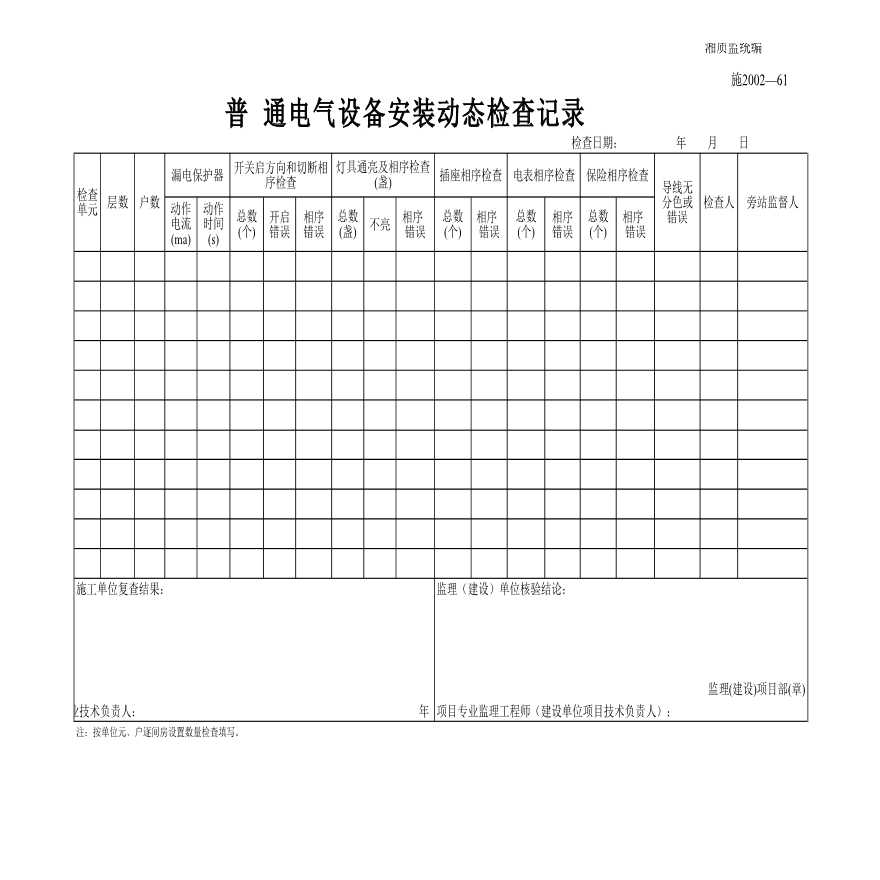 某普通电气设备安装动态检查记录-图一