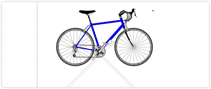 蓝色车架公路自行车su模型_图1
