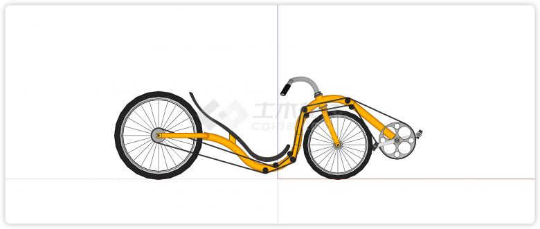 橙黄色车架躺卧自行车su模型-图一