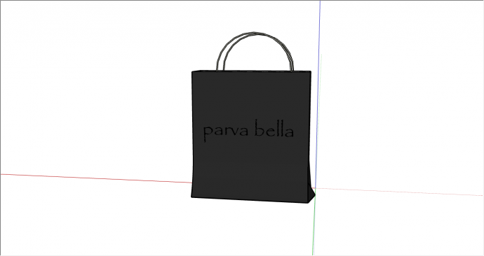 黑色英文字母购物袋生活用品su模型_图1