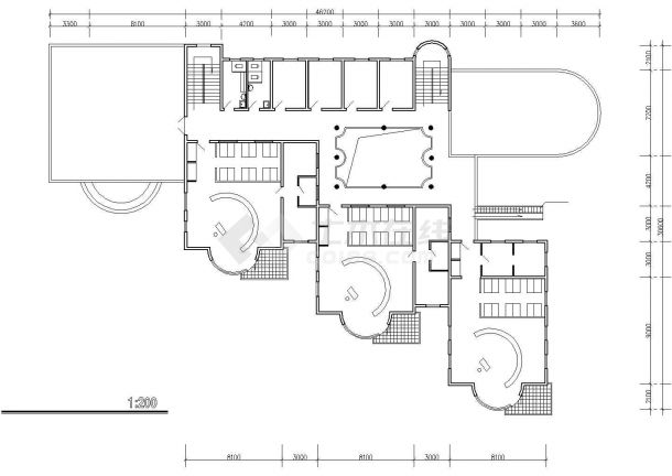 六班幼儿园建筑施工CAD图（共3张）-图一