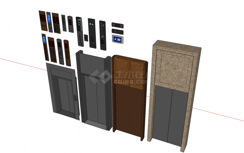 电梯门板和电梯按键面板su模型-图二