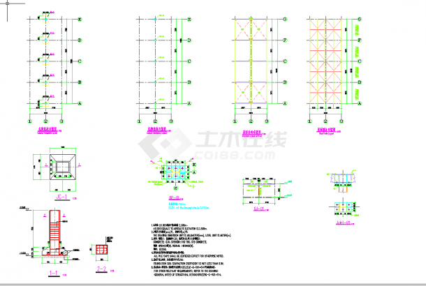 苏州轻型钢结构自行车棚全套设计CAD施工图纸-图二
