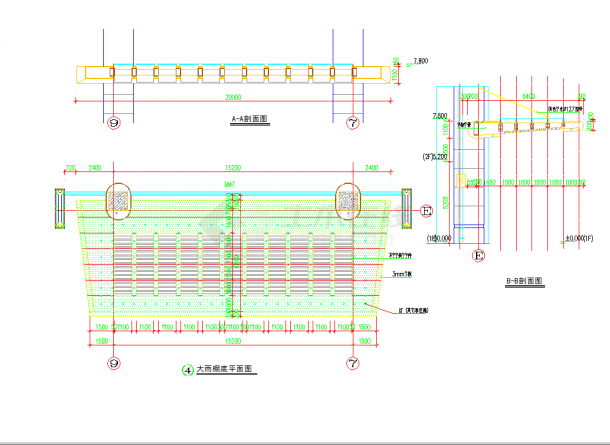 某地某大厦斜拉钢结构雨棚CAD施工图纸-图二