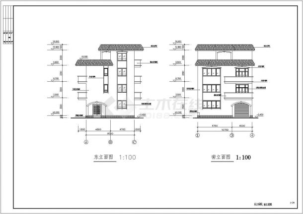 某三层框架结构私人住宅楼设计cad整套建筑施工图（含设计说明，含效果图）-图一