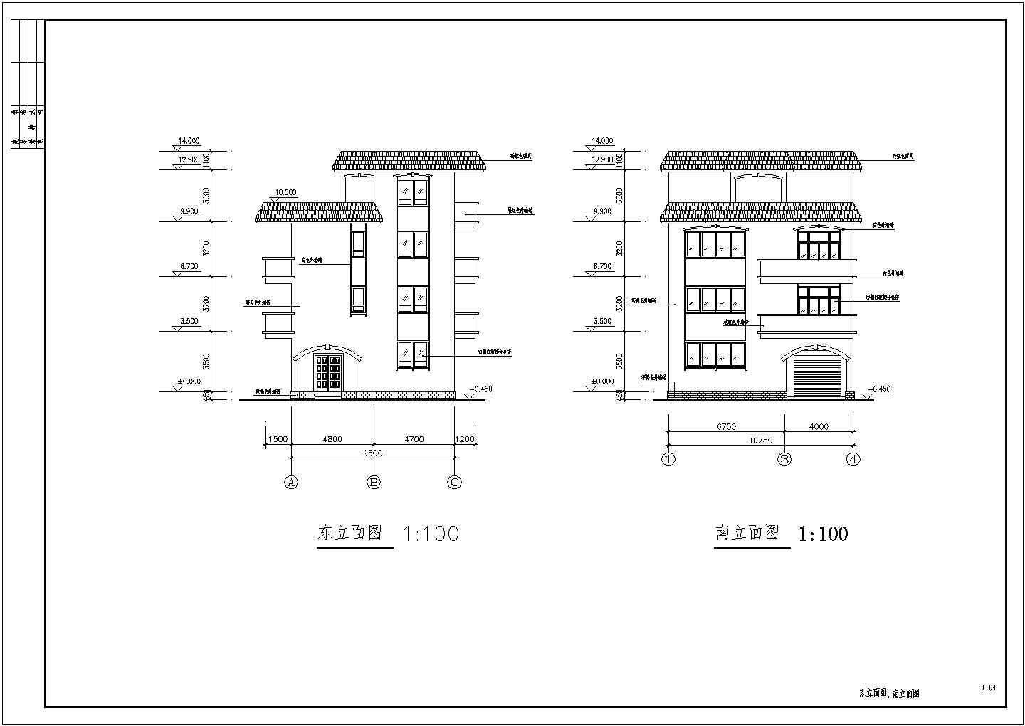 某三层框架结构私人住宅楼设计cad整套建筑施工图（含设计说明，含效果图）