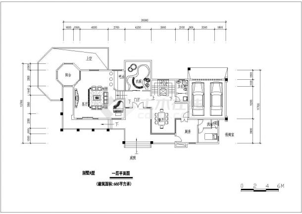 某三层砖混结构别墅（总建筑面积348平方米）设计cad建筑方案图（含3种户型设计）-图二