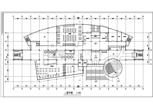 某地校图书馆建筑设计CAD图纸-图二