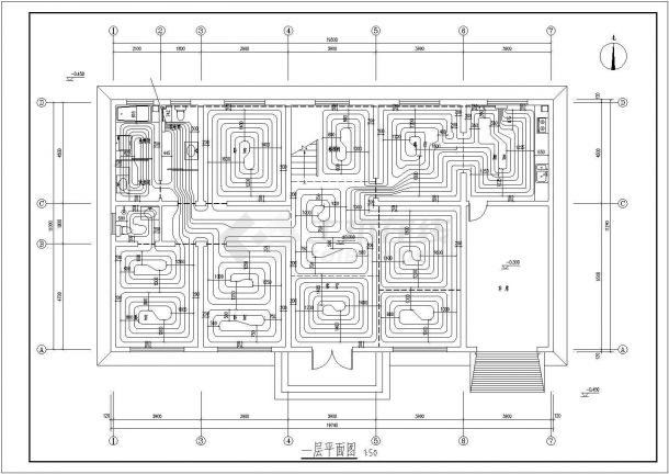 许昌市某现代化村镇2层砖混高档别墅给排水设计CAD图纸-图二
