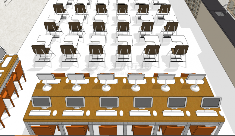 带有多的座位的多功能教室su模型-图二