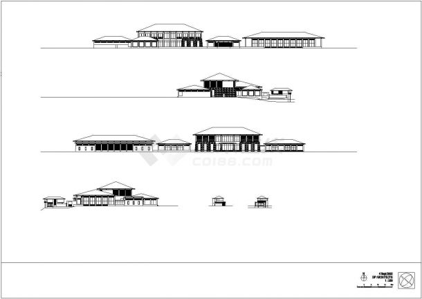 某二层框架结构巴厘岛风情会所设计cad建筑方案图（含两种方案设计）-图一