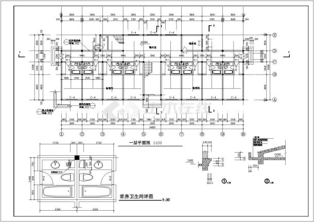 公寓设计_某地区四层公寓建筑设计CAD图-图一