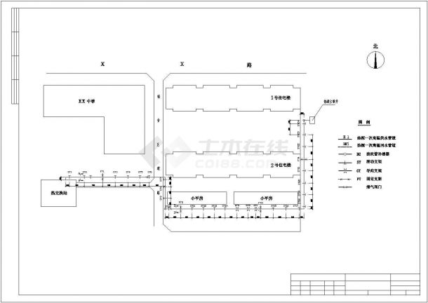 某印染厂宿舍室外供热管网设计施工方案CAD图纸-图一