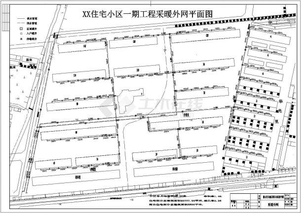 某住宅小区采暖室外管网设计施工方案CAD图纸-图二