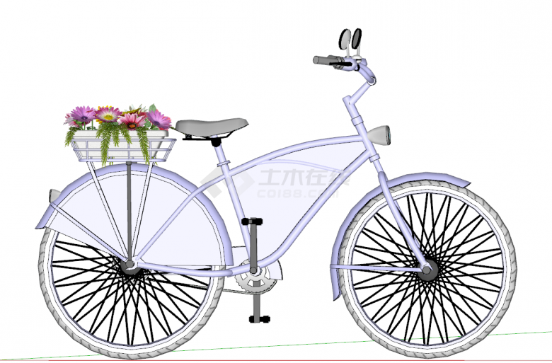 现代温馨带灯浪漫自行车su模型-图二