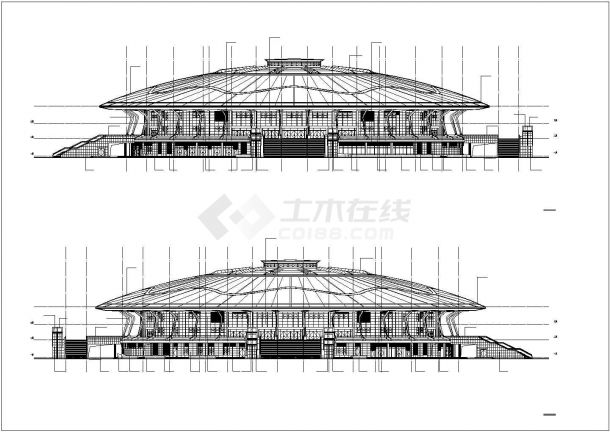某地大型框架结构体育馆建筑设计施工图-图二