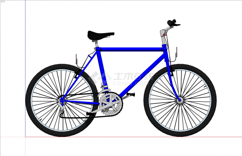 蓝色现代风格山地自行车su模型-图一