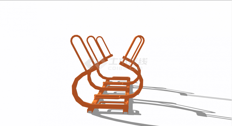 橘色小型自行车停车架 su模型-图二