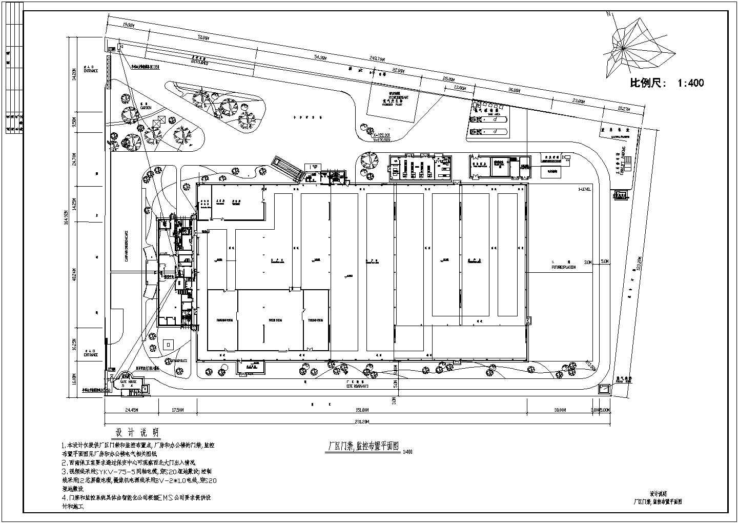 某厂区门禁监控布置CAD设计大样平面图