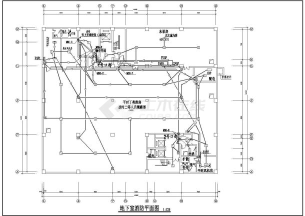 某地下人防车库全套CAD设计电气图-图一