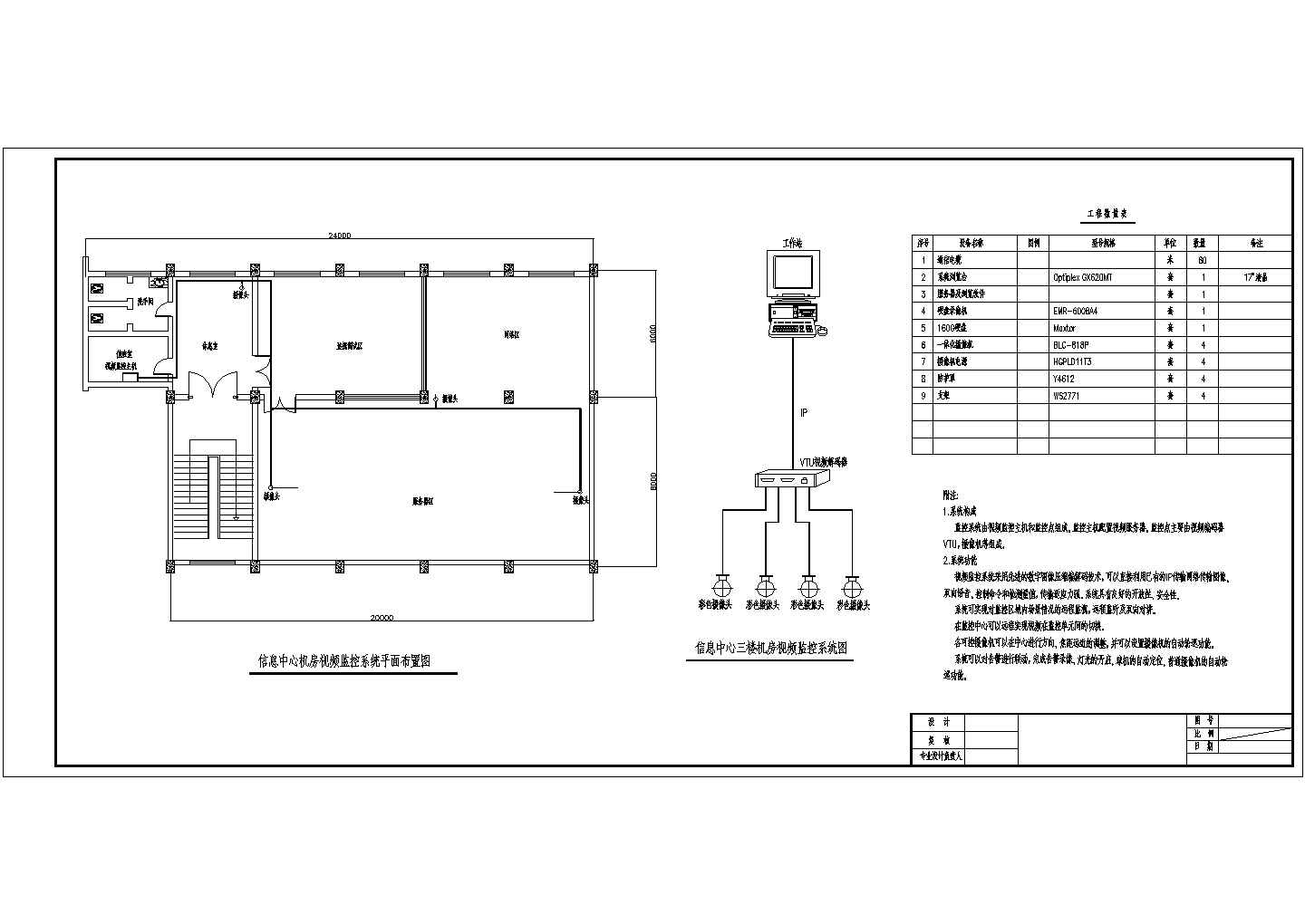 某信息中心机房系统CAD完整设计构造图纸