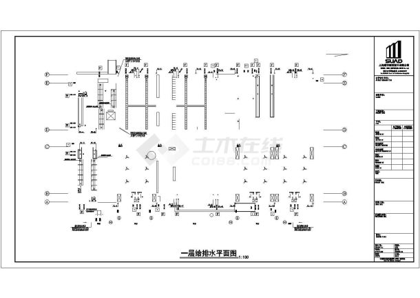 一职高宿舍楼 给排水设计cad图纸-图一