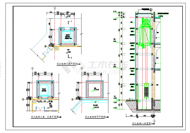 某地室外钢结构观光电梯建筑结构图纸-图一