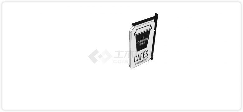 黑白风格咖啡店招牌现代商业街小品su模型-图二