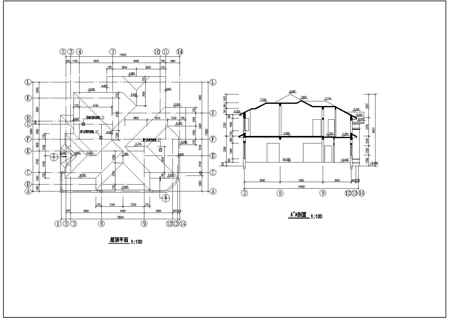 某二层框架结构欧式风格乡村别墅设计cad全套建筑施工图（标注详细）