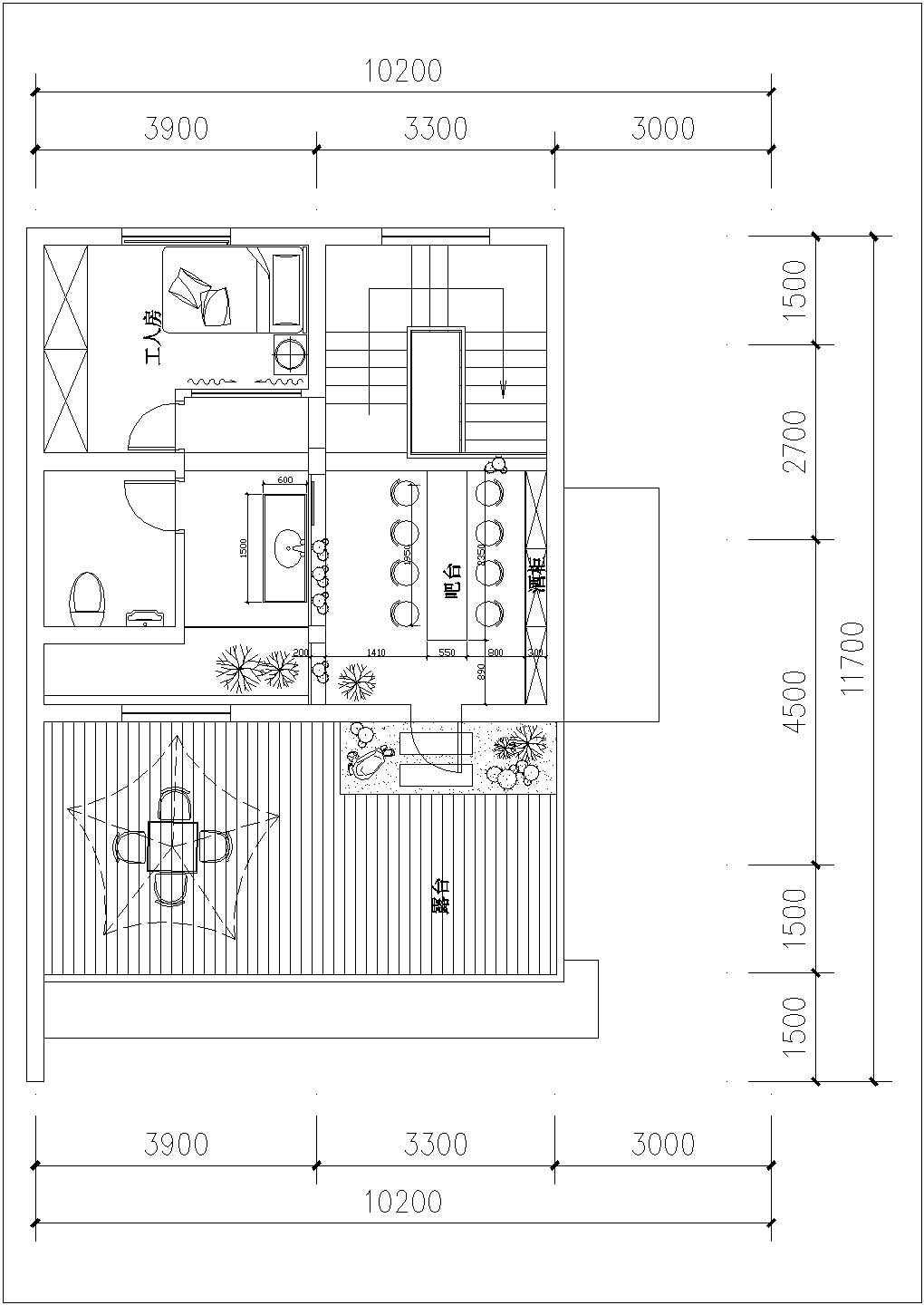 某三层砖混结构私人别墅室内装修设计cad平面布置图（甲级院设计）