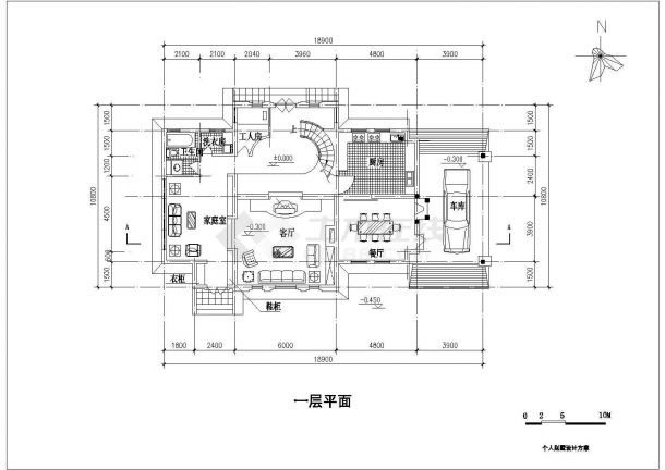 某二层框架结构简欧风格个人别墅设计cad建筑方案图（标注详细）-图二