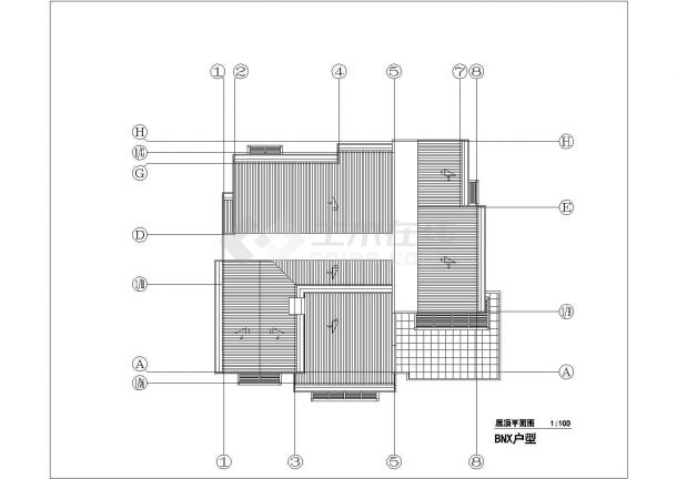 某二层带地下室框架结构小型别墅设计cad建筑方案图（甲级院设计）-图一