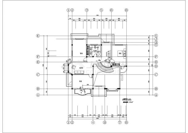 某三层框架结构欧式别墅设计cad全套建施图纸（标注详细）-图一