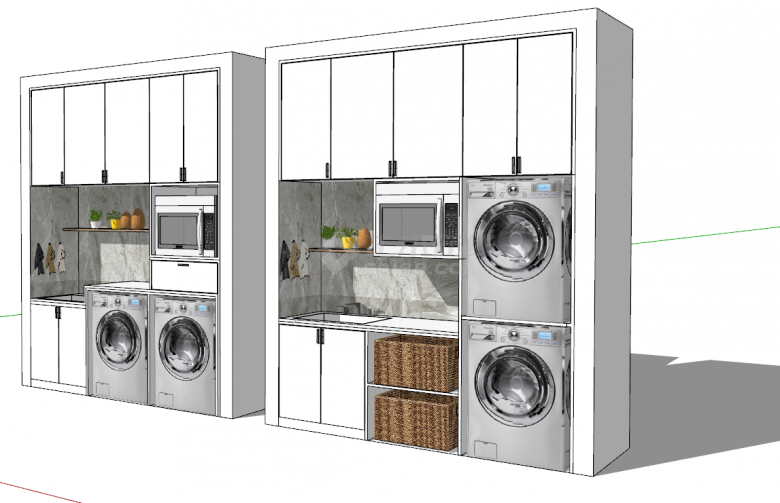 现代银色家用智能洗衣机su模型-图二